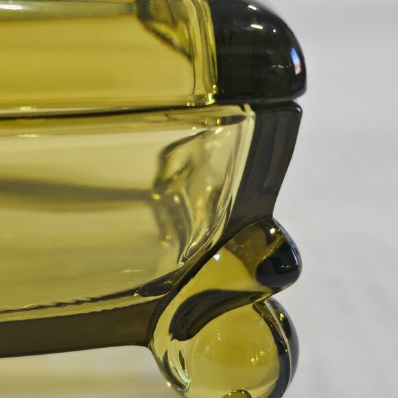 Vintage Duncan and Miller Patio Chartreuse Rectangular Snail Accented Candy Dish - Picture 5 of 11